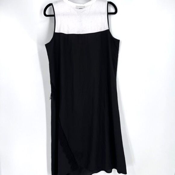 NWT DKNY Mixed-Media Midi Dress medium Lace Colorblock black white party - Picture 4 of 16